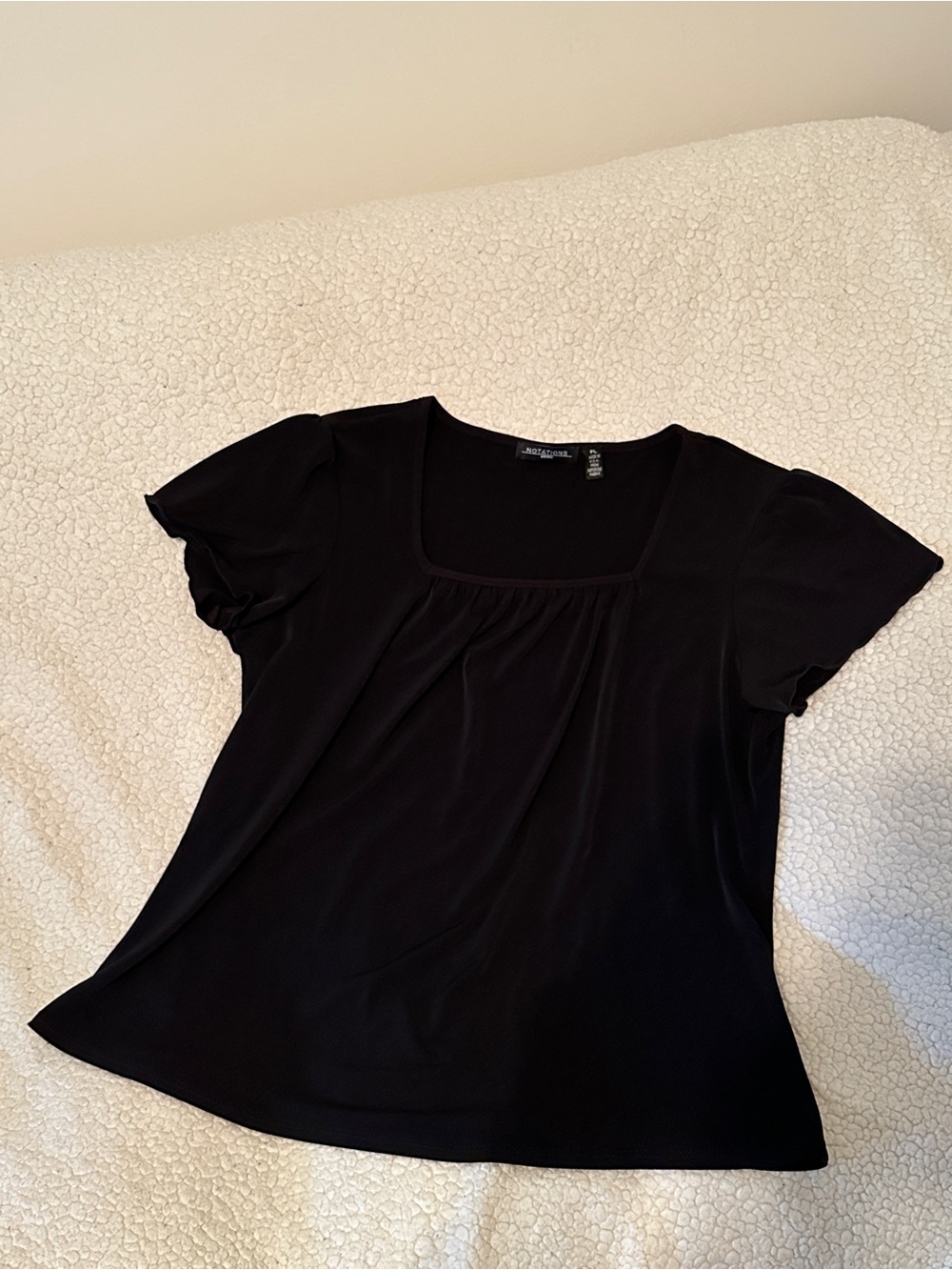 Notations Black Scoop Neck Short Sleeve Top